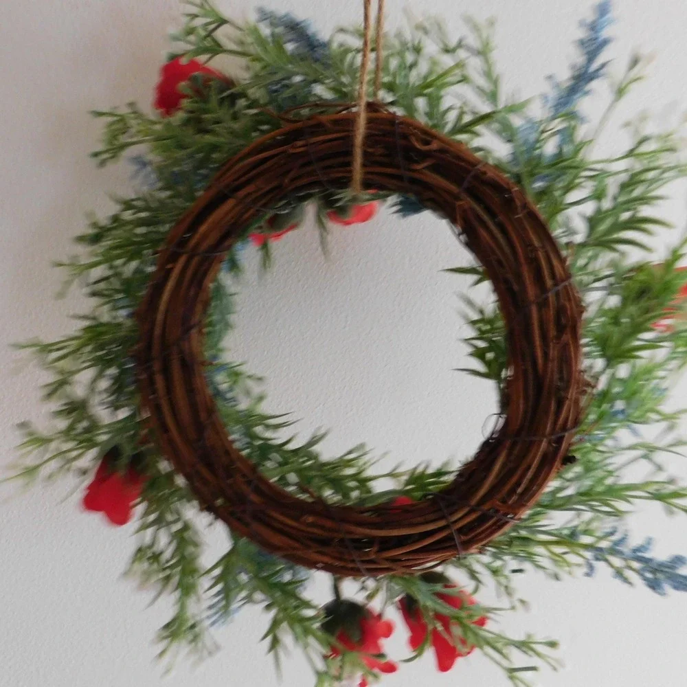 Patriotic Candle Ring Red White Blue Mini Wreath Cabinet‎ 4th of July